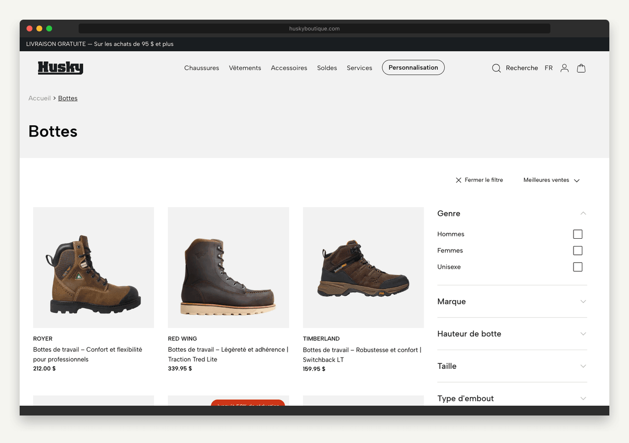 Husky Boutique safety footwear product