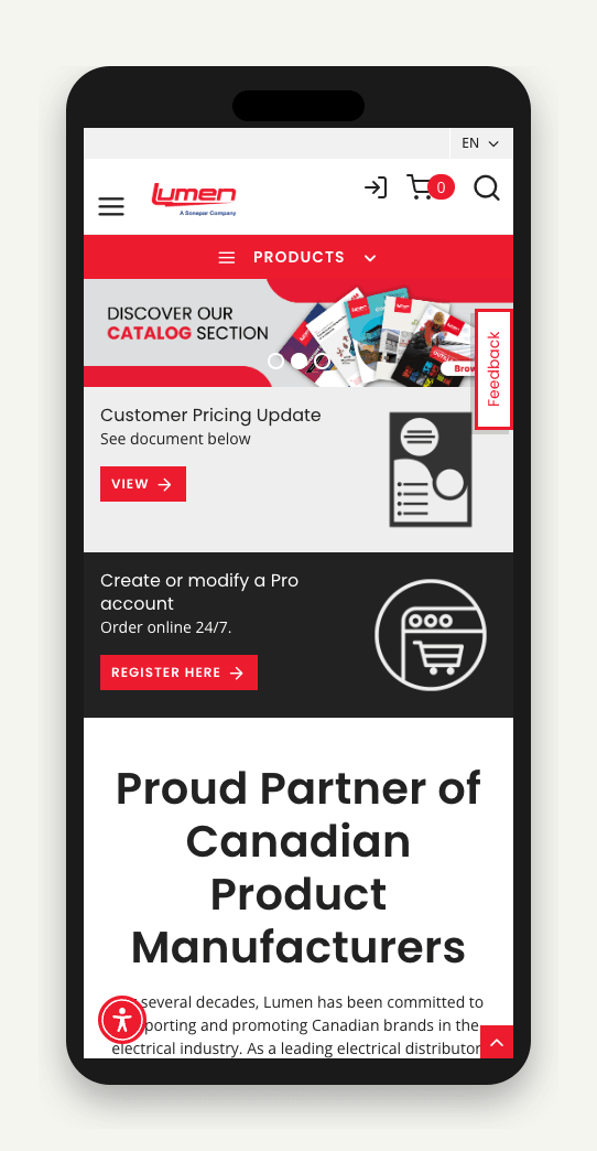 Lumen native mobile ordering app